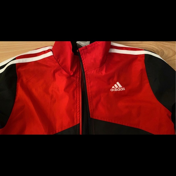 adidas Other - Red black and white Adidas windbreaker suit